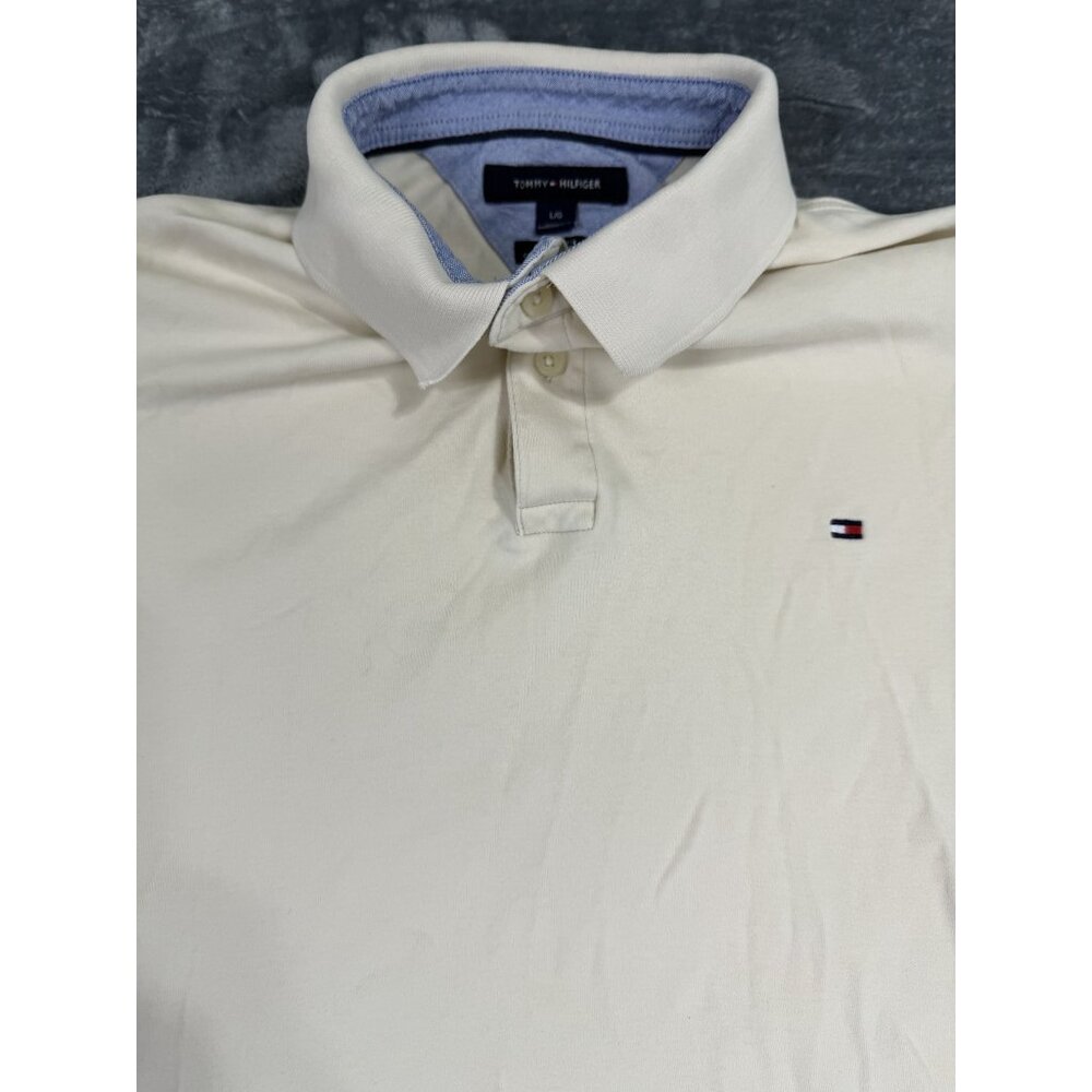 Tommy Hilfiger Mens Polo Shirt Size Large White Custom Fit